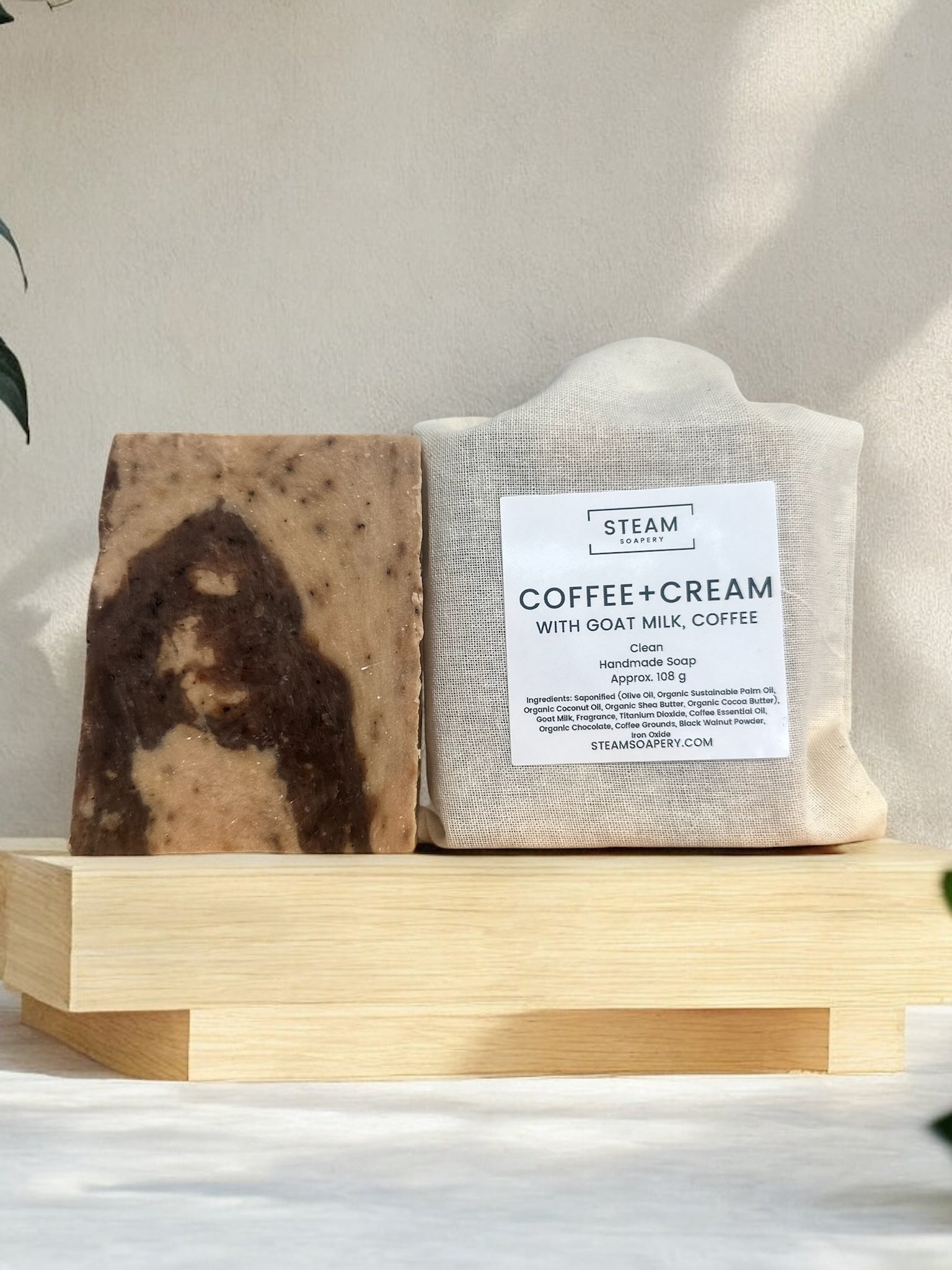 Coffee Cream Goat Milk Soap on Platform